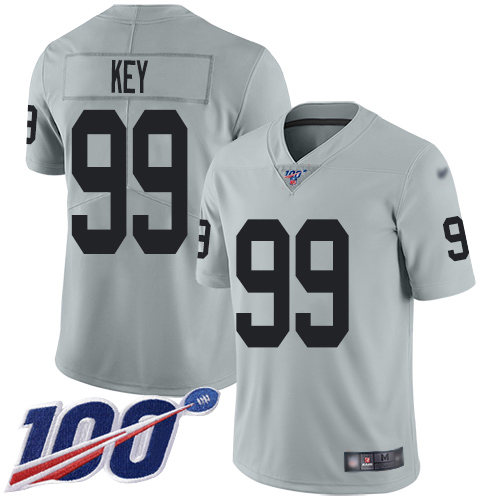 Men Oakland Raiders Limited Silver Arden Key Jersey NFL Football #99 100th Season Inverted Legend Jersey